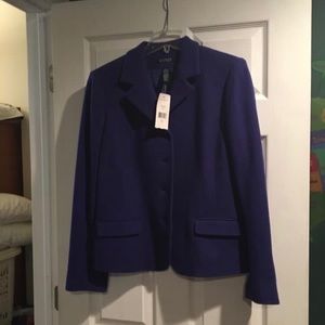 NWTS BLUE WOOL JACKET W/pockets 14 LAUREN